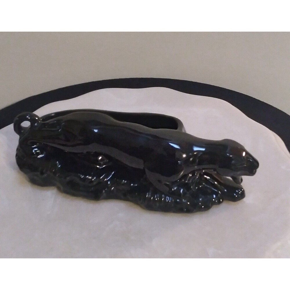 VINTAGE Ceramic Black Panther Planter